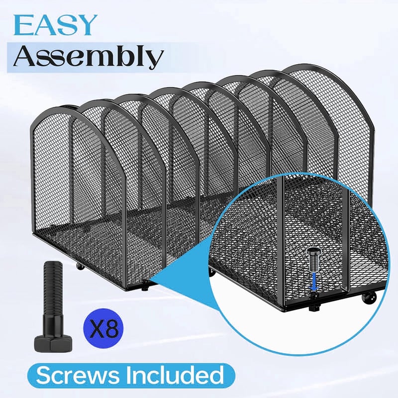 Gawerk 7-Section Desk File Organizer, Mesh Desktop Organizer File Sorter Office Organization Letter Holder, Vertical Desktop File Holder for Office Home, Black - Image 2
